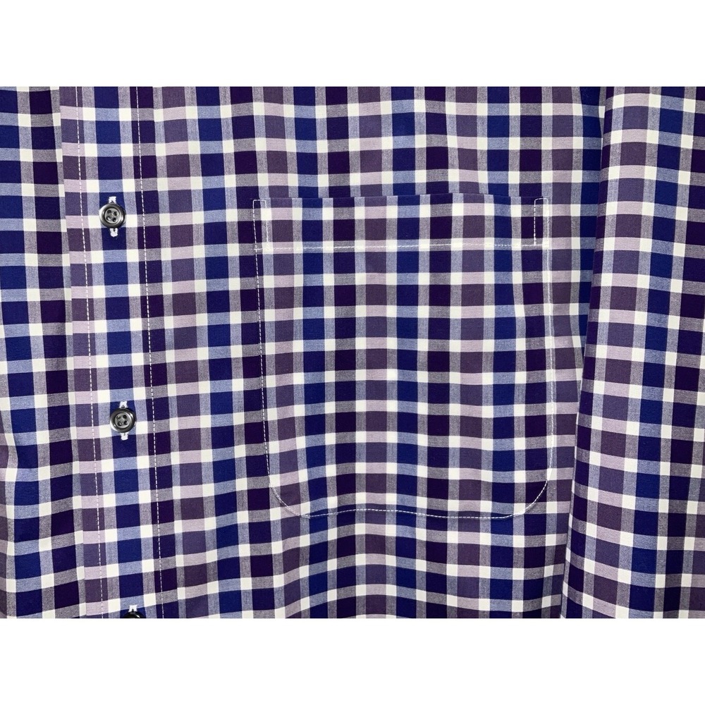 Men's Jos. A. Bank Traveler Long Sleeve 100% Cotton Shirt Purple & Navy Plaid 2X - Picture 5 of 6